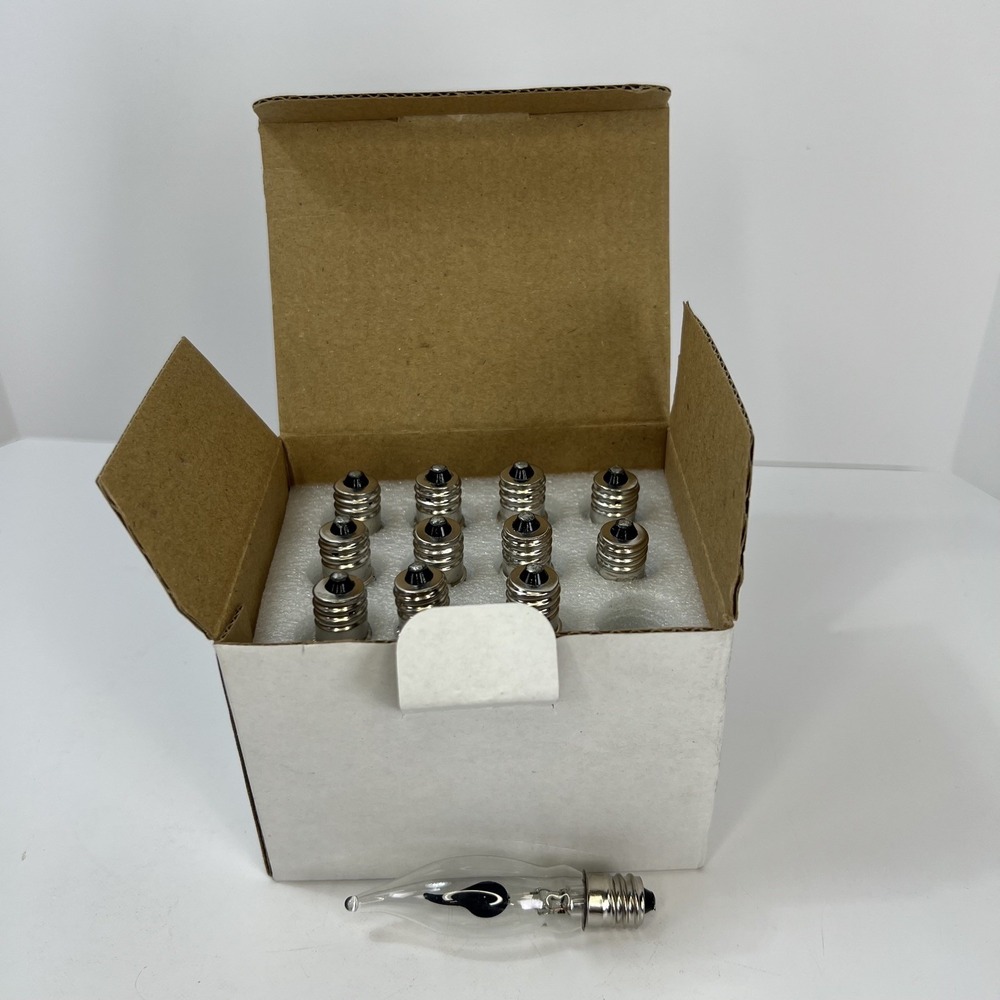 Unbranded C18 Replacement Bulbs 12 Pack Clear New Flicker Flame E12 Candelabra